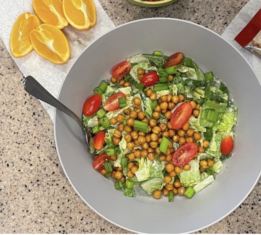 Air fried chickpea salad