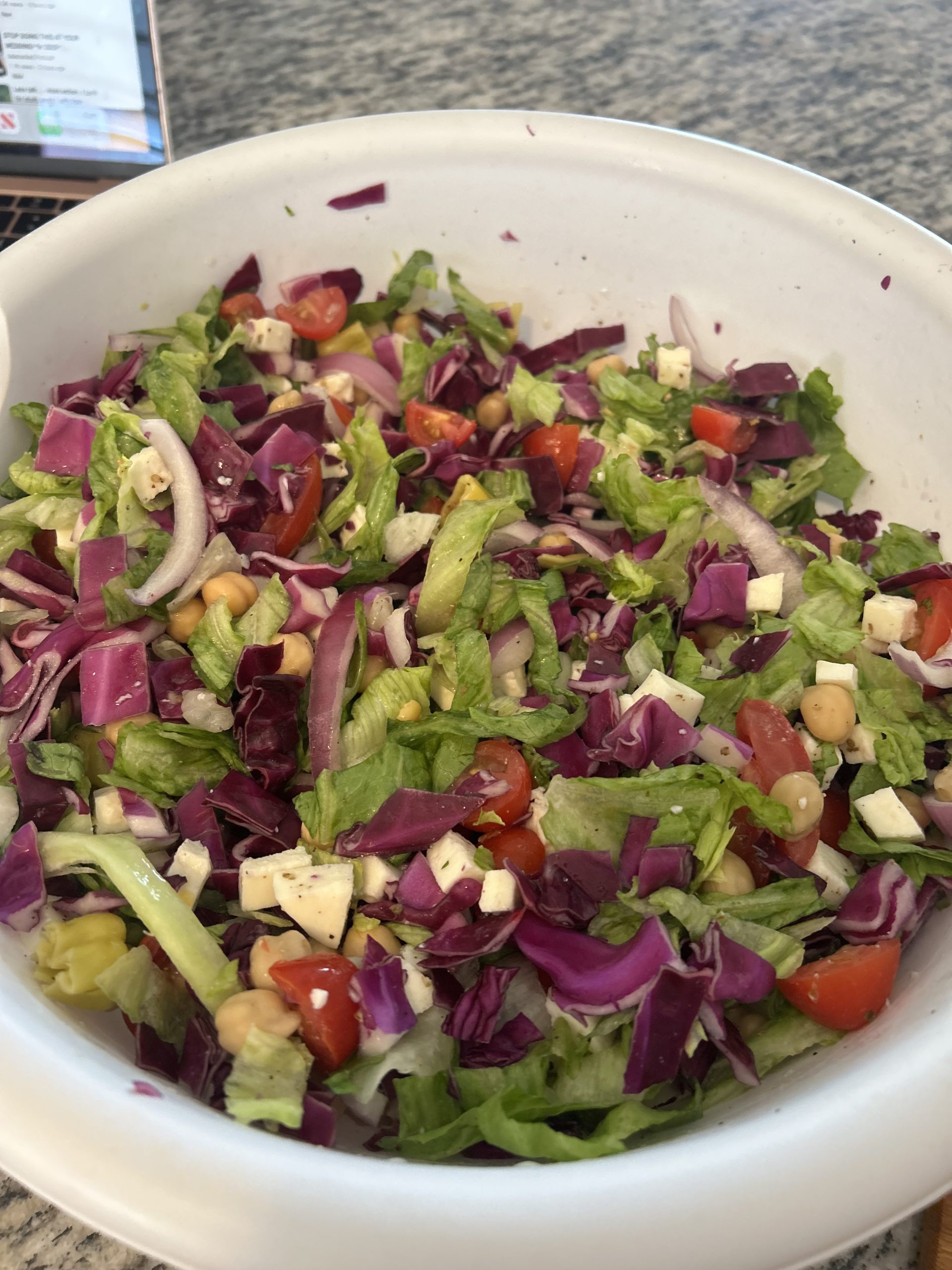 Weight Watchers chopped salad with lemon vinaigrette