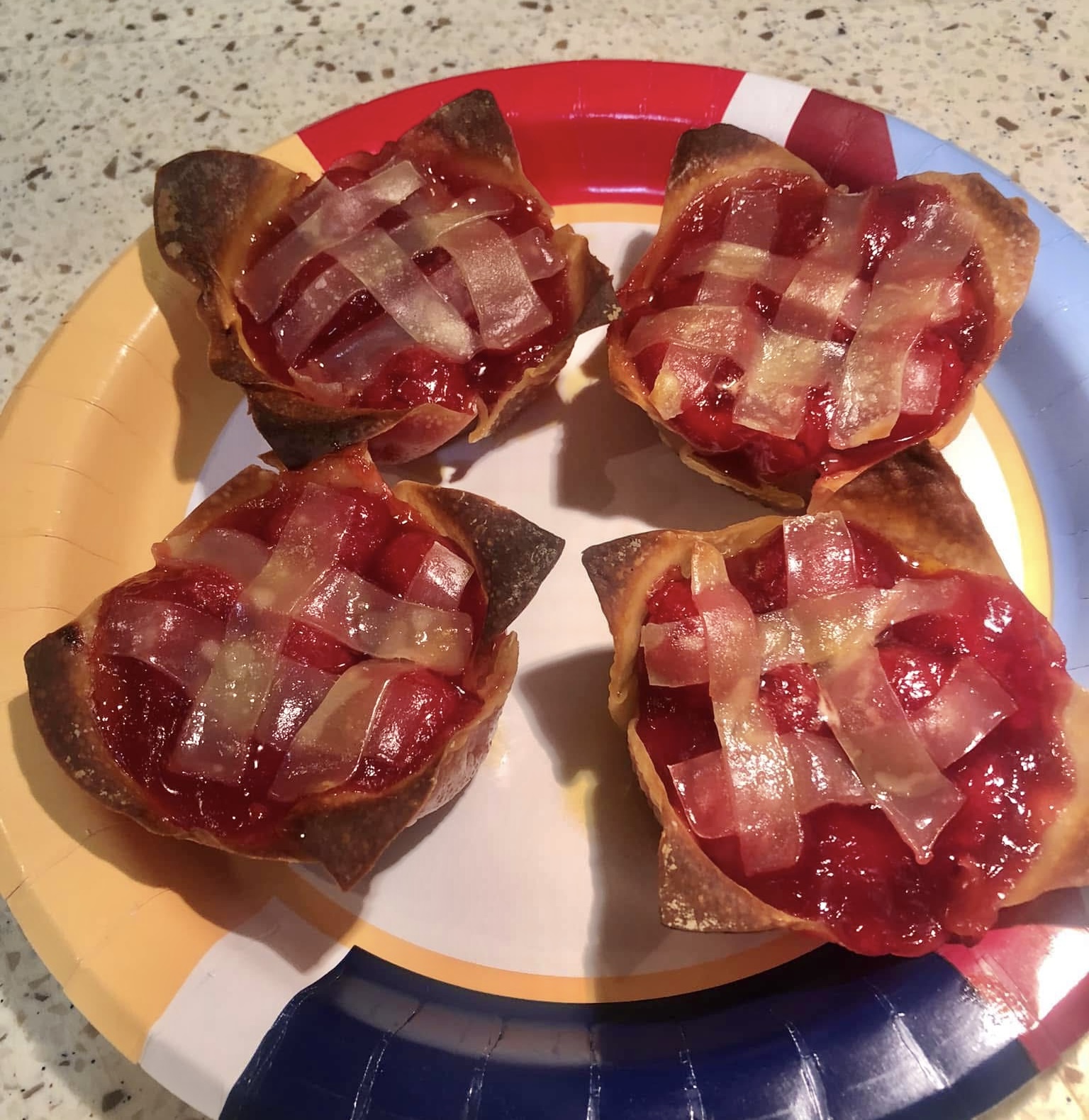 Weight Watchers Two Ingredient wonton cherry pies