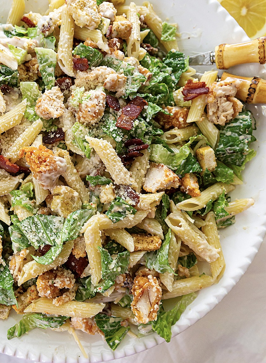 Crispy Chicken Caesar Pasta Salad