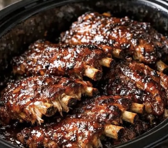 Slow Cooker Sticky Glazed Baby Back Ribs
