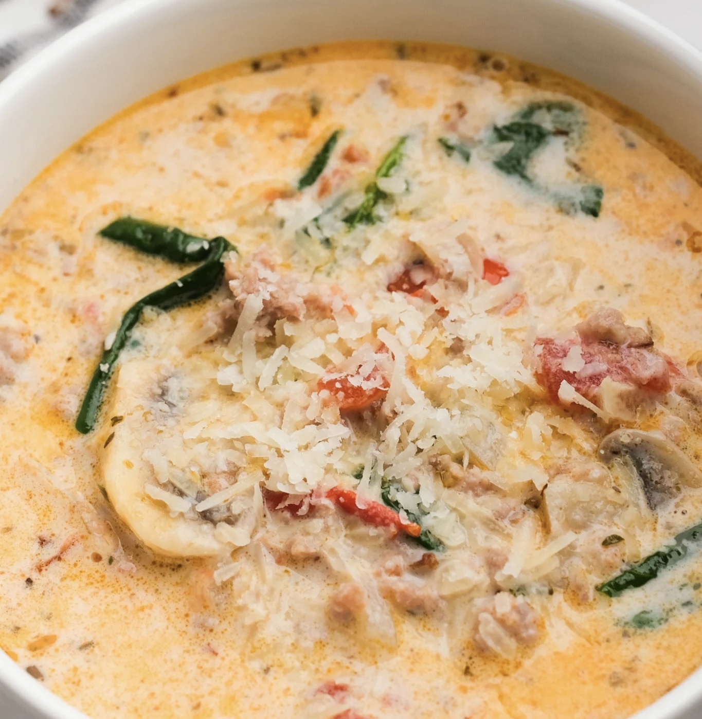 Creamy Parmesan Italian Sausage Soup