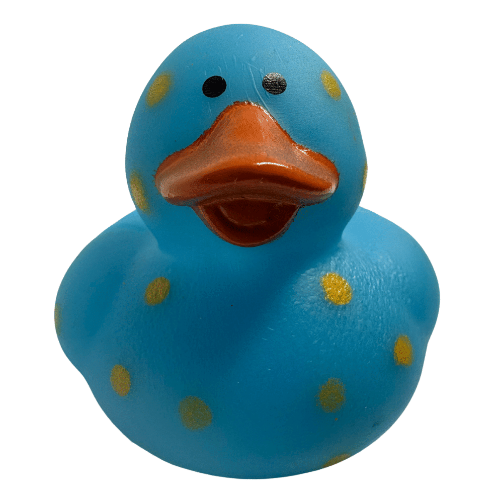 BLUE SPECKLED RUBBER DUCKY
