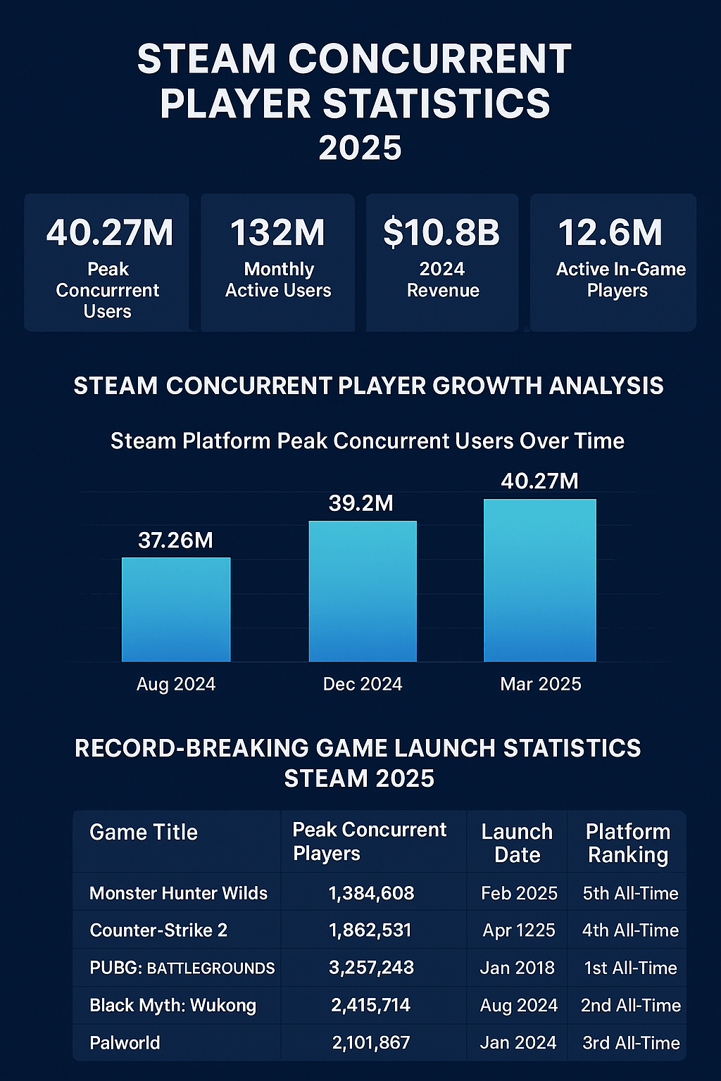 Steam Concurrent Player Statistics 2025 Steam Concurrent Player Statistics 