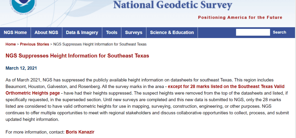 Estimating heights with subsidence changes using NGS data and tools