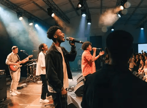 Worship band leading praise at PIWC Dayton