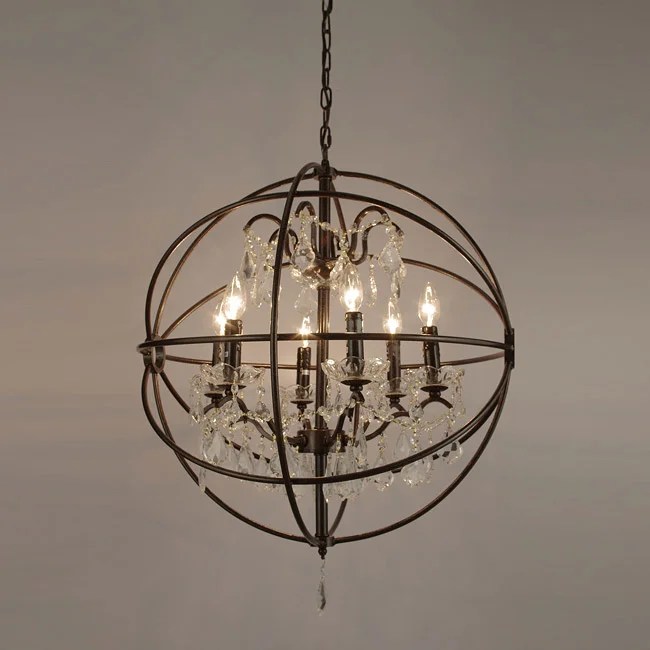 OVERSTOCK FOUCAULT'S ORB CRYSTAL IRON CHANDELIER