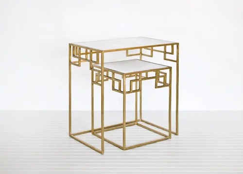 CANDELABRA WORLDS AWAY NESTING TABLES IN GOLD LEAF