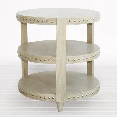 ZINC DOOR WORLDS AWAY NORA LIMED OAK 3-TIER TABLE