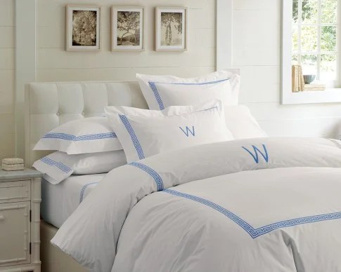 WILLIAMS SONOMA CLASSIC GREEK-KEY DUVET AND SHAMS