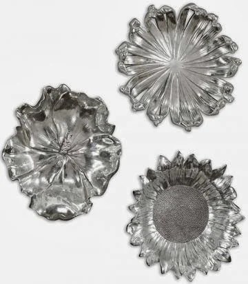 HOME DECORATORS SILVER FLOWER PLAQUES