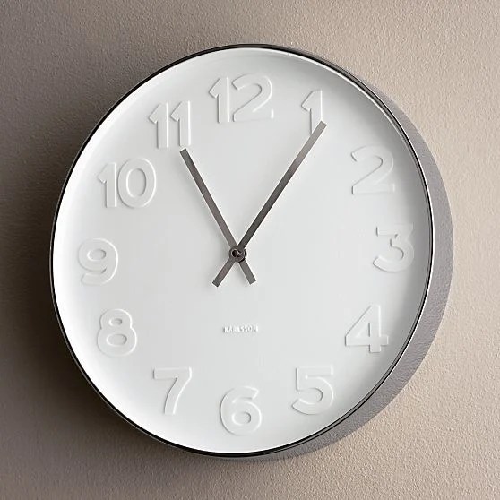 CRATE AND BARREL EMBOSSED NUMBERS 15" CLOCK