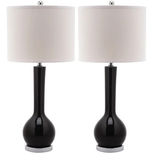 MAE LONG NECK CERAMIC 1-LIGHT BLACK TABLE LAMPS (SET OF 2) MAE LONG NECK CERAMIC 1-LIGHT BLACK TABLE LAMPS (SET OF 2)