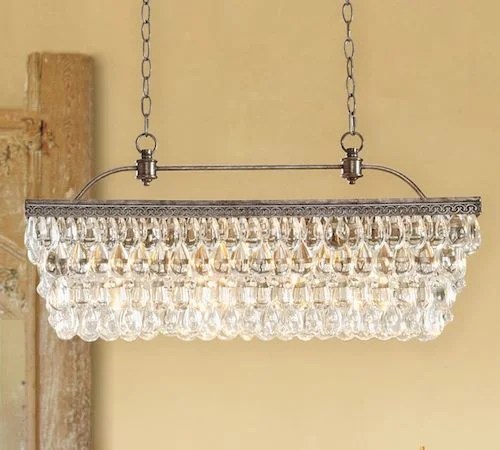 Pottery Barn Clarissa Glass Drop Extra Long Rectangular Chandelier