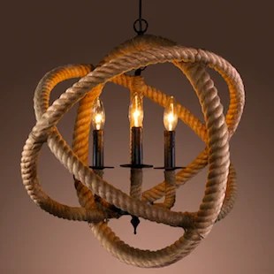 OVERSTOCK WAREHOUSE OF TIFFANY'S ROPE ENCLOSED 3-LIGHT CHANDELIER