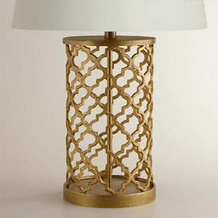 World Market Distressed Gold Moroccan Table Lamp Base