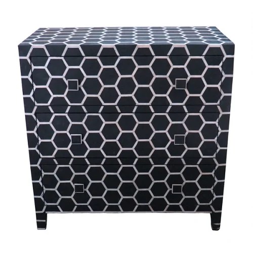 Overstock Black Honeycomb Design Bone Inlay 3-drawer Chest Overstock Black Honeycomb Design Bone Inlay 3-drawer Chest