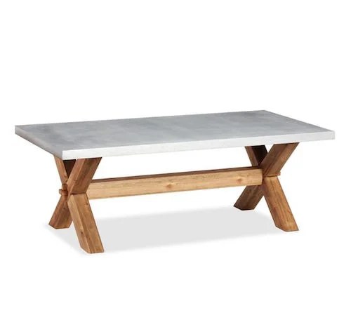 Pottery Barn Abbott Zinc Top Rectangular Coffee Table
