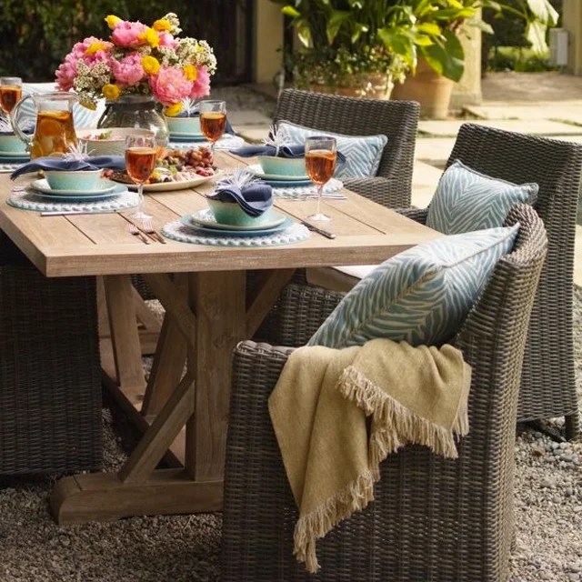 Frontgate Hyde Park 7-pc. Washed Teak Table Dining Set