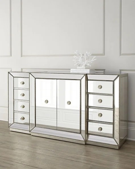 Horchow Shilo Two-Door Mirrored Console