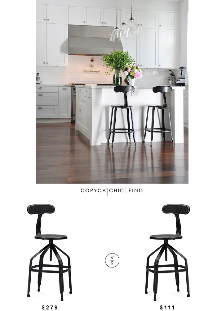 French t-back stool look for less Restoration Hardware French T-Back Stool $279 vs Overstock Baxton Studio Architect's Antique Black Industrial Bar Stool with Backrest $111