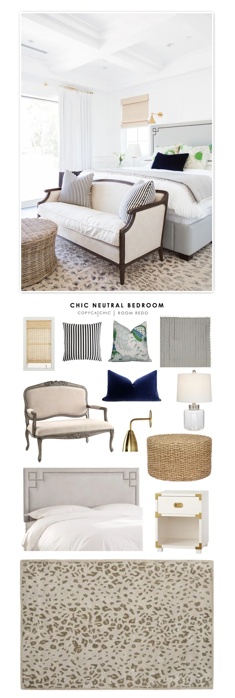 A Chic Neutral Bedroom by Studio McGee redesigned by Copy Cat Chic for under $3000.