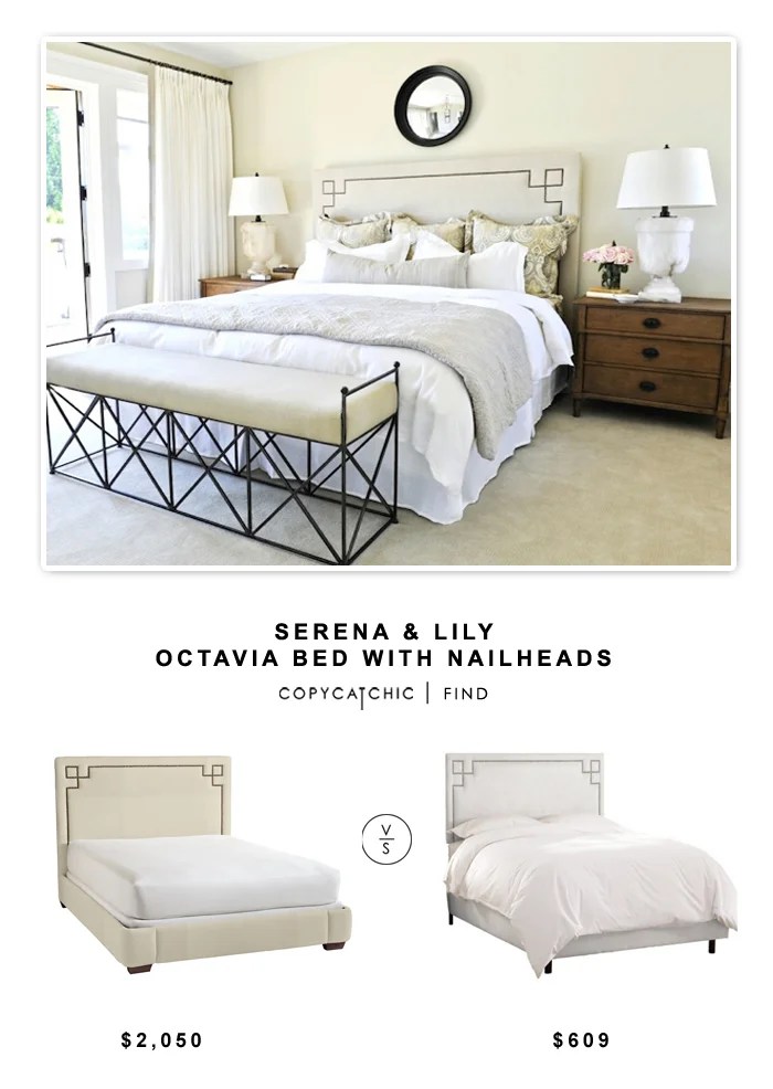 Serena & Lily Octavia Bed with Nailheads $ 1850 vs One Kings Lane Aiden Nail-head Bed $609 Serena & Lily Octavia Bed with Nailheads $ 1850 vs One Kings Lane Aiden Nail-head Bed $609