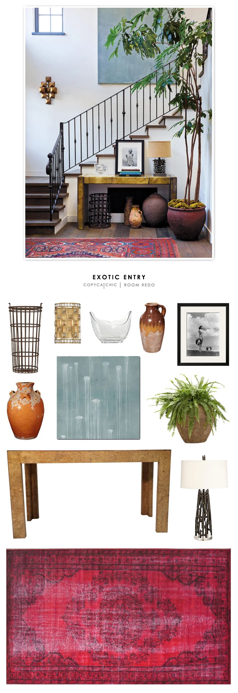 An eclectic, exotic entryway designed by Vanessa Alexander and recreated for less by Copy Cat Chic