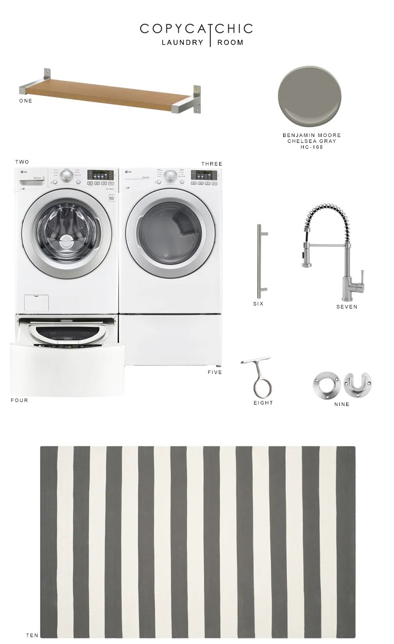 Giving the laundry room a quick update with brand new @LGUSA SideKick™ and washer. Designing a chic gray and white washroom on a budget.
