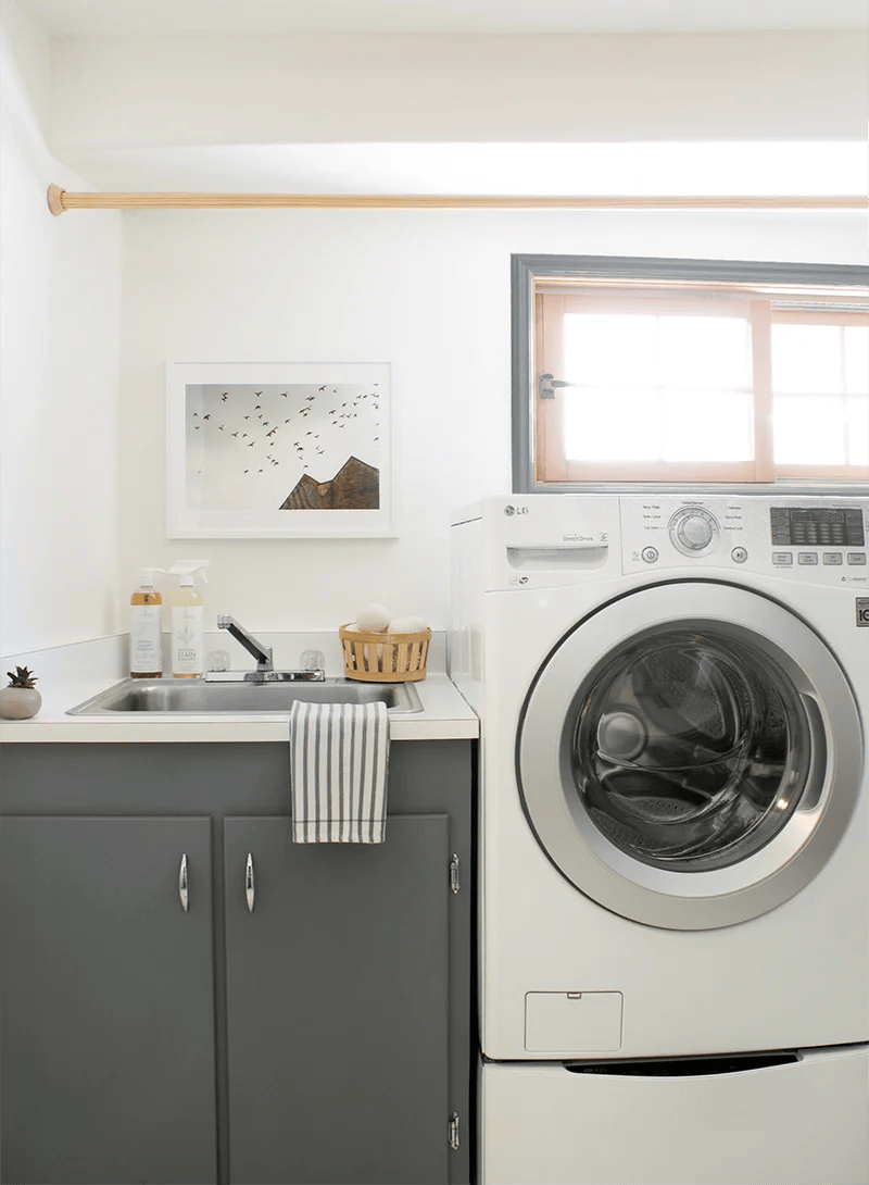 Laundry room update with @copycatchic & @lgusa Creating a chic gray laundry room on a budget and getting 2 washers for the price of 1 with the LG SideKick.
