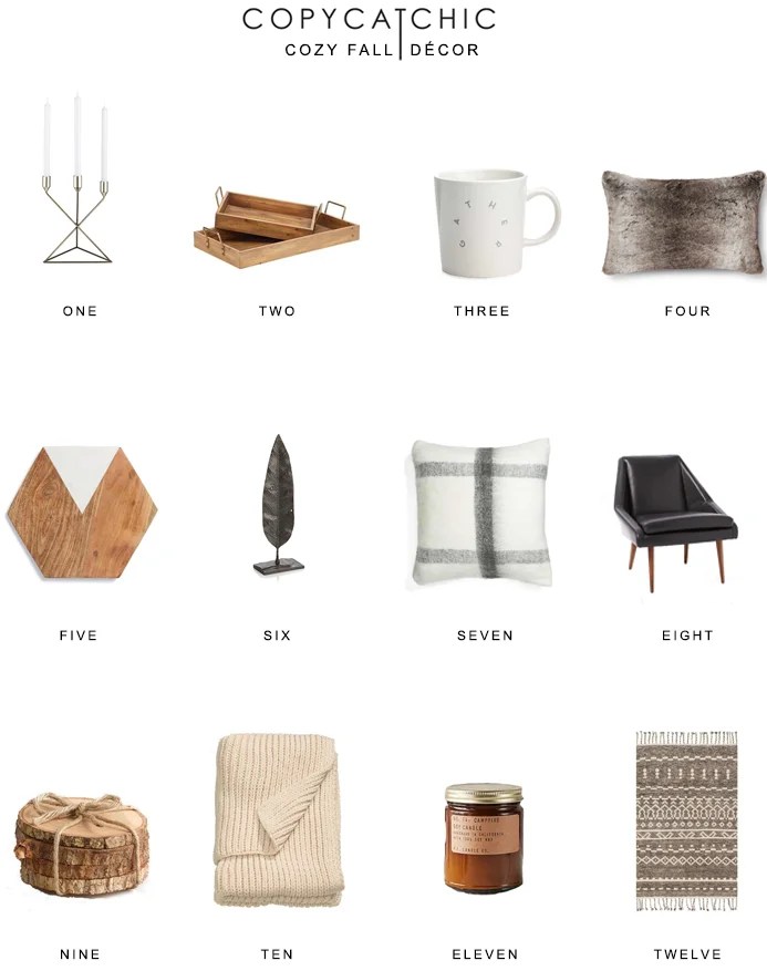 Modern fall decor that's cozy and casual. Great fall picks from Copy Cat Chic | luxe living for less. Budget home decor and design