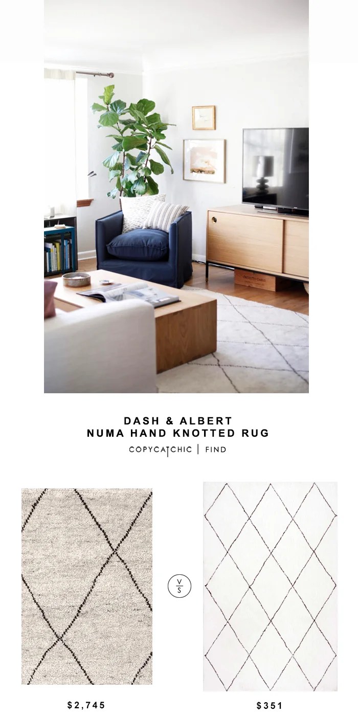 Dash & Albert Numa Hand Knotted Rug for $2745 vs RugsUSA Keno Moroccan Shag Rug for $351 copycatchic luxe living for less budget home decor & design