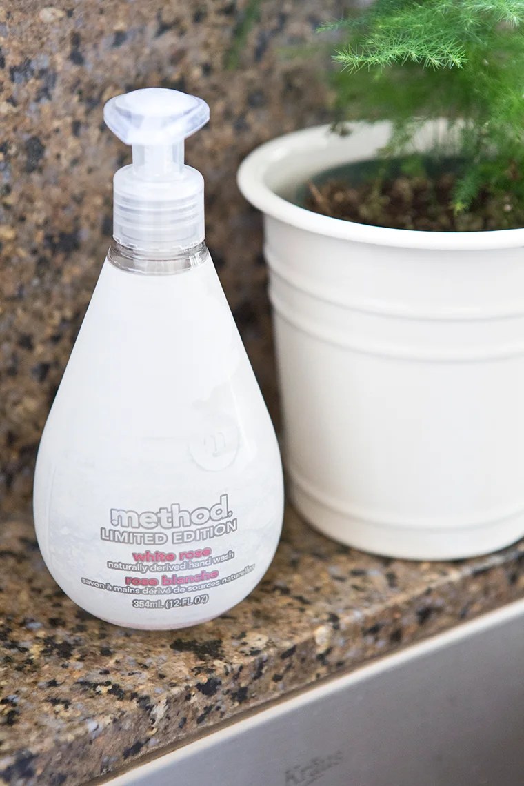 Decluttering and organizing the kitchen sink area and cabinets with copycatchic and @methodhome minimalist home luxe living for less