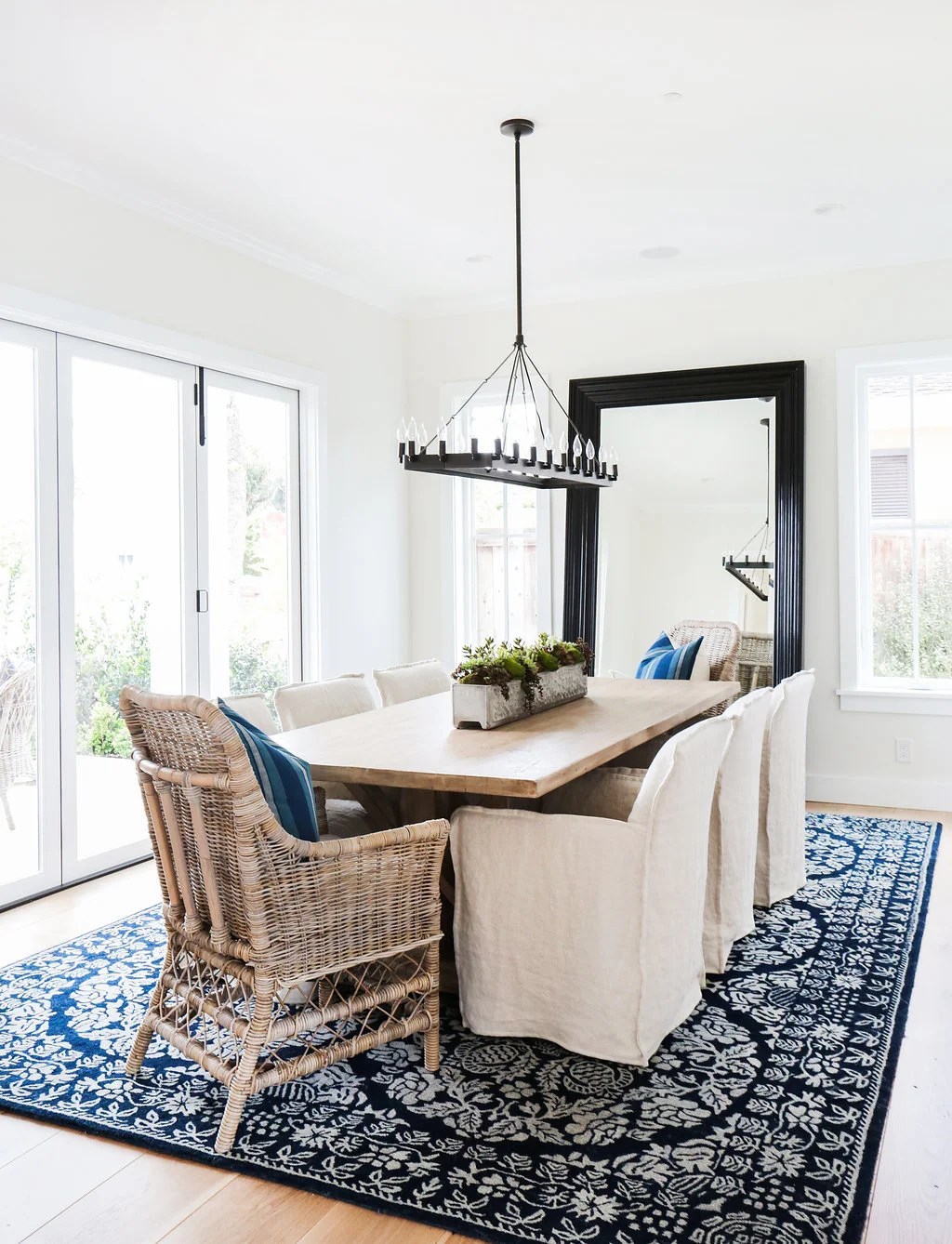 Pottery Barn Eliza Floor Mirror for $499 vs Overstock Modern Black Floor Mirror for $320 Copy Cat Chic luxe living for less budget home decor and design