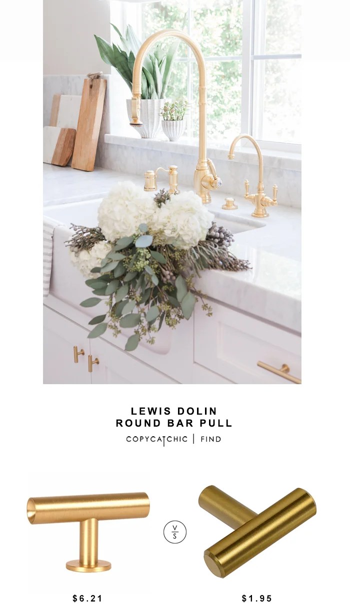 Lewis Dolin Round Bar Pull for $6.21 vs CKP Brand Steel T-Knob for $1.95 copycatchic luxe living for less budget home decor and design look for less