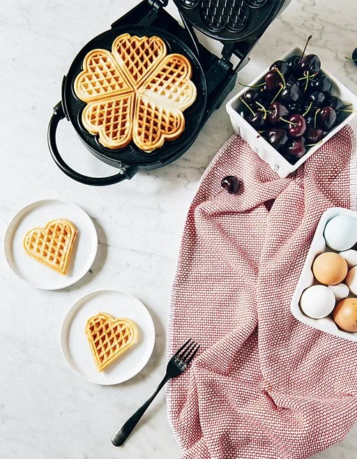 Crate and Barrel CucinaPro Heart Shaped Waffle Maker for $50 vs Euro Cuisine Eco Friendly Heart Shaped Waffle Maker for $30 copycatchic luxe living for less