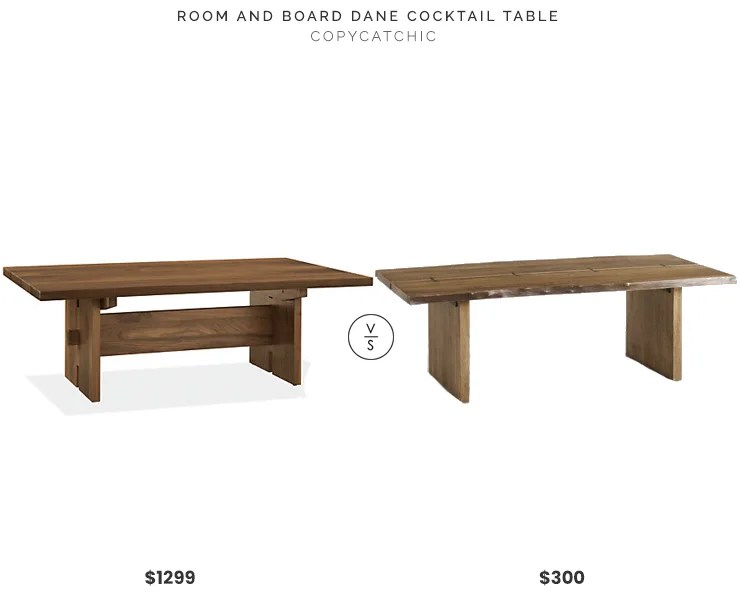 Room and Board Dane Cocktail Table $1299 vs World Market Maleya Live Edge Coffee Table $300 raw wood live edge coffee table for less copycatchic luxe living for less budget home decor and design daily finds and room redos