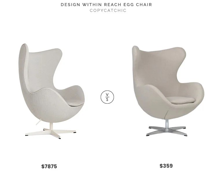 Design Within Reach Egg Chair $7875 vs FortyTwo Designer Replica Egg Chair $359 white linen egg chair look for less copycatchic luxe living for less budget home decor and design, daily finds, home trends, sales and room redos