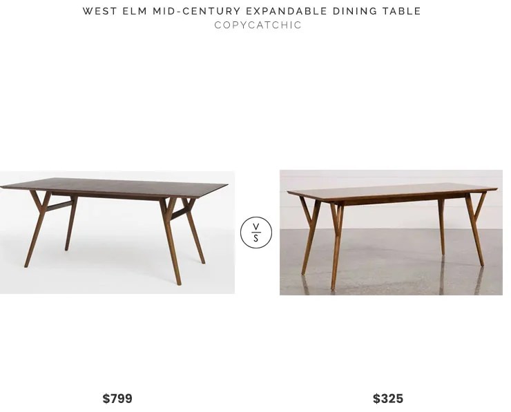 West Elm Mid-Century Expandable Dining Table $799 vs Living Spaces Mod Extension Dining Table $325 mid century dining table look for less copycatchic luxe living for less budget home decor and design, daily finds, home trends, sales, budget travel and room redos