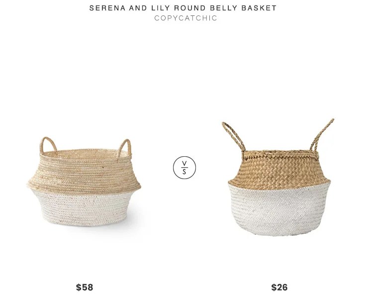 Serena and Lily Round Belly Basket $58 vs. All Modern Seagrass Basket $26, white bottom basket look for less, copycatchic luxe living for less, budget home decor and design, daily finds, home trends, sales, budget travel and room redos