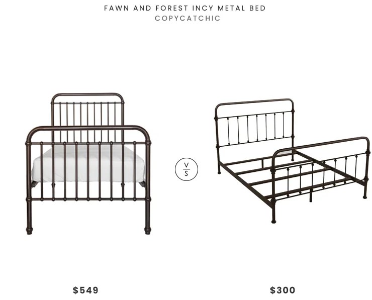 Fawn and Forest Incy Metal Bed $549 vs. Overstock Giselle Antique Graceful Dark Bronze Victorian Iron Bed $300, metal bed look for less, copycatchic luxe living for less, budget home decor and design, daily finds, home trends, sales, budget travel and room redos