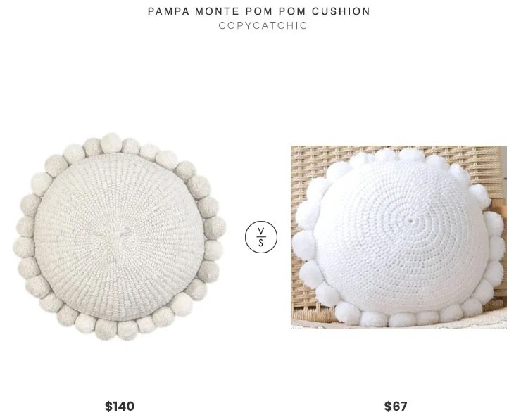 Pampa Monte Pom Pom Cushion $140 vs. Etsy Round Cotton Pom Pom Cushion $67, pom pom pillow look for less, copycatchic luxe living for less, budget home decor and design, daily finds, home trends, sales, budget travel and room redos