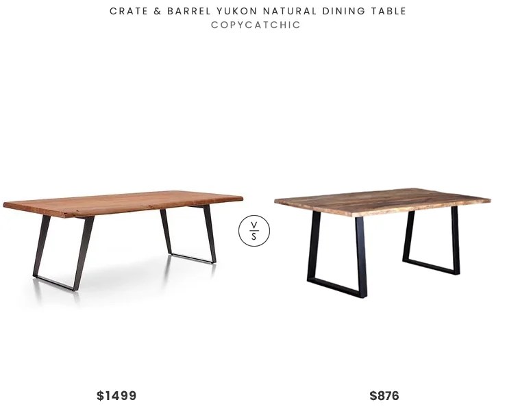 Crate & Barrel Yukon Natural Dining Table $1499 vs. Wanderloot Crossover Brown Natural Wood Live Edge Dining Table $876, live edge dining table look for less, copycatchic luxe living for less, budget home decor and design, daily finds, home trends, sales, budget travel and room redos