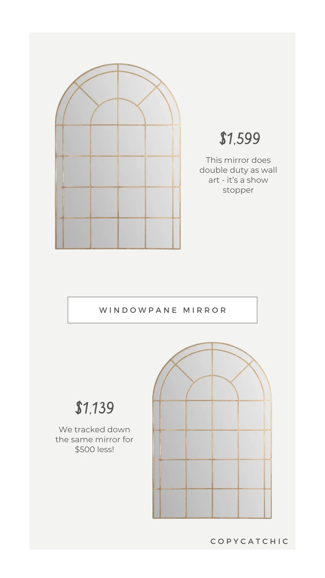 Look for Less: Arched Window Pane Mirror, Pottery Barn Alice Arched Windowpane Mirror vs Wayfair Birch Lane Etienne Window Pane Mirror, daily find, dupe, copycatchic luxe living for less, budget home decor and design, daily dupes, home trends, sales, budget travel and room inspiration