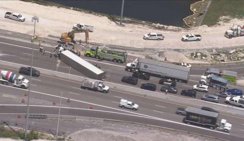 Tractor-trailer rollover shuts down NB lanes of Turnpike in northwest Miami-Dade Tractor-trailer rollover shuts down NB lanes of Turnpike in northwest Miami-Dade