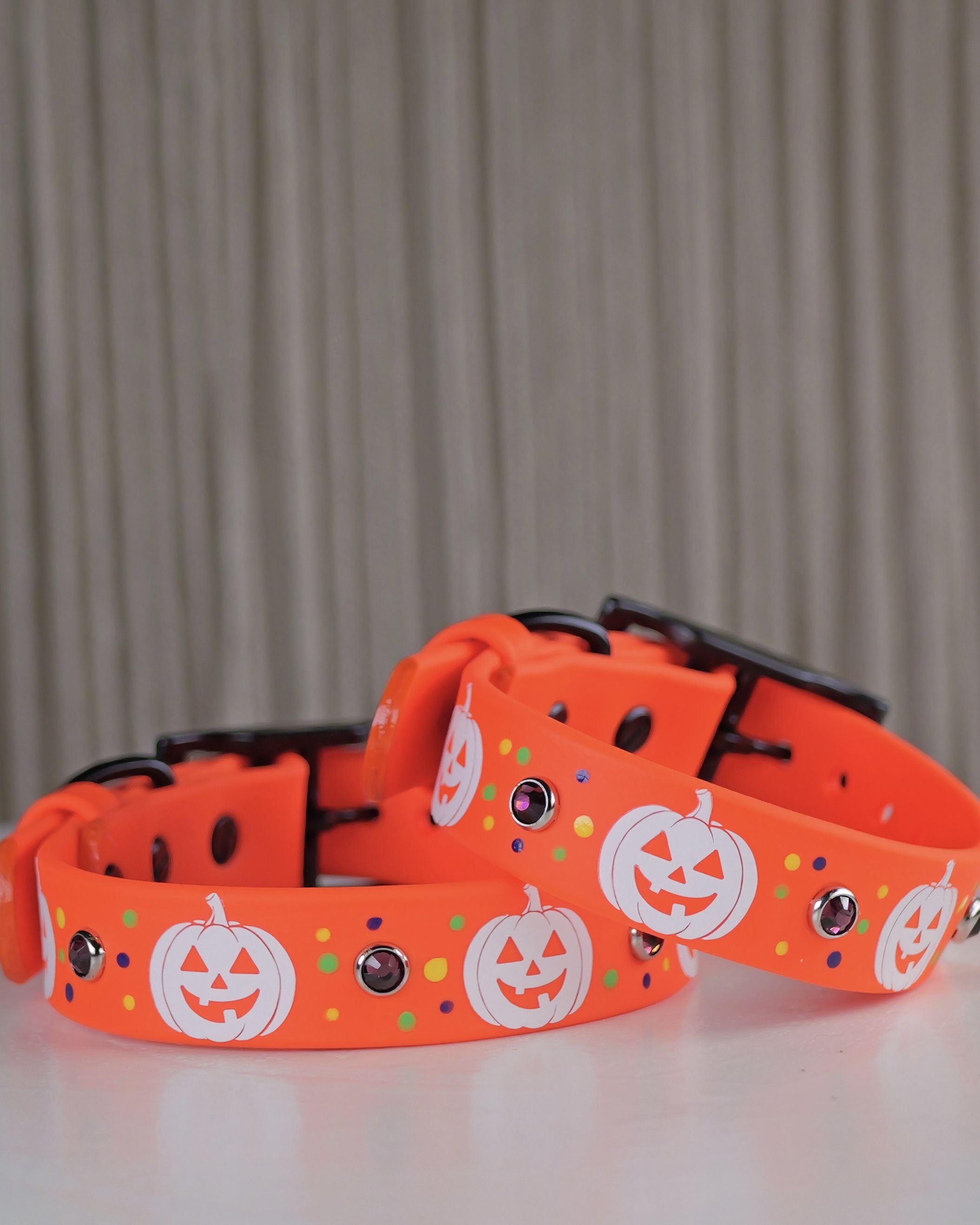 Glow in the Dark Jack-o-Lantern Halloween Dog Collar - Size 10.5-13.5"