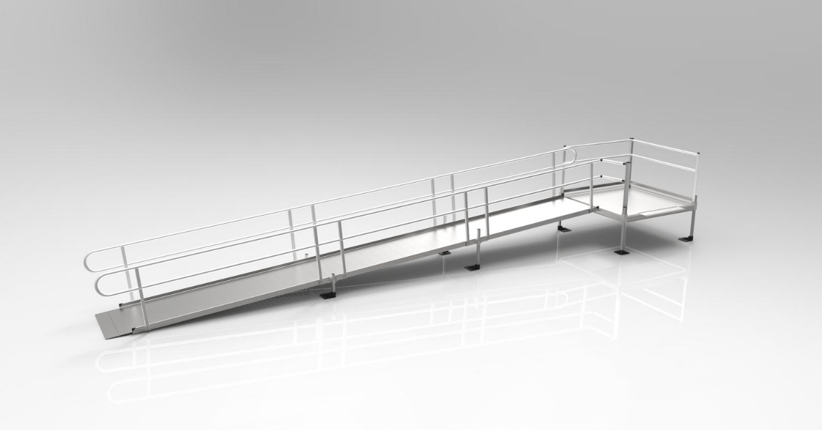 An EZ Access aluminum modular ramp for wheelchairs or scooters