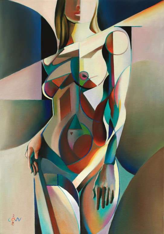 cubist nude oil painting