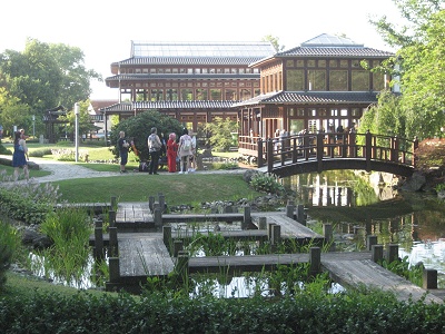 Trees And Pavilions In The Japanese Garden Japanischer Garten In Stock Photo Alamy