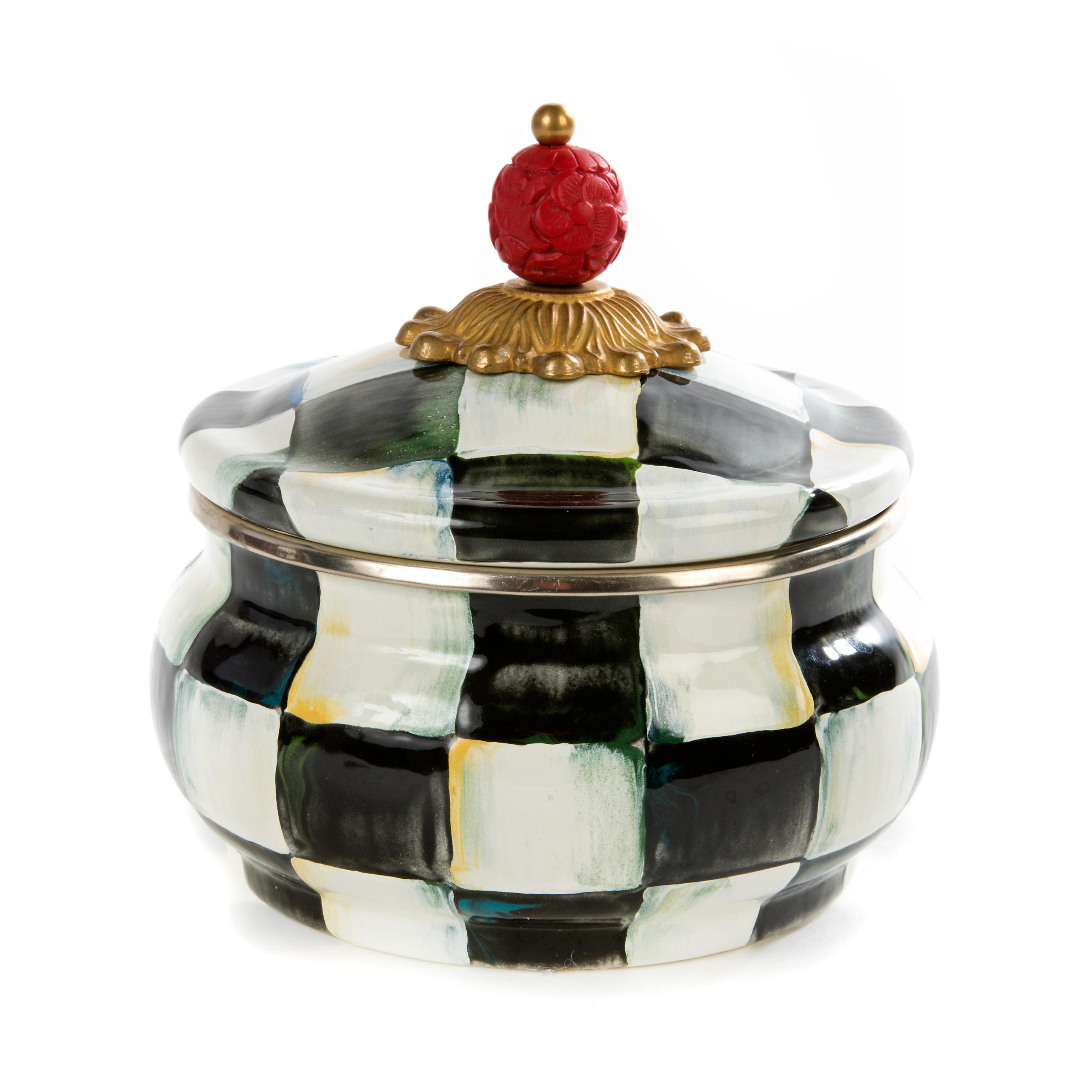 Courtly Check Enamel Squashed Pot - Thumbnail 2